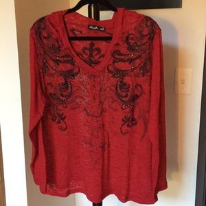 Seven7 Luxe Size 18/20 Red Long Sleeve w/Hood